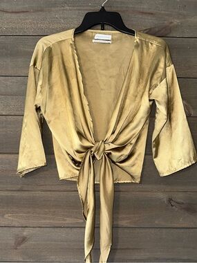 Urban Outfitters Metallic Gold Satin Top